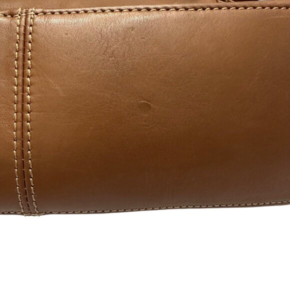 Stone Mountain Purse Leather Brown Shoulder Bag Zipper Close - Picture 5 of 16